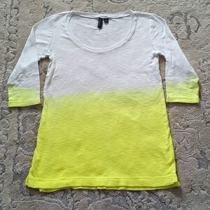 Cynthia Rowley Ombre Shirt White & Yellow 3/4 Sleeve Small